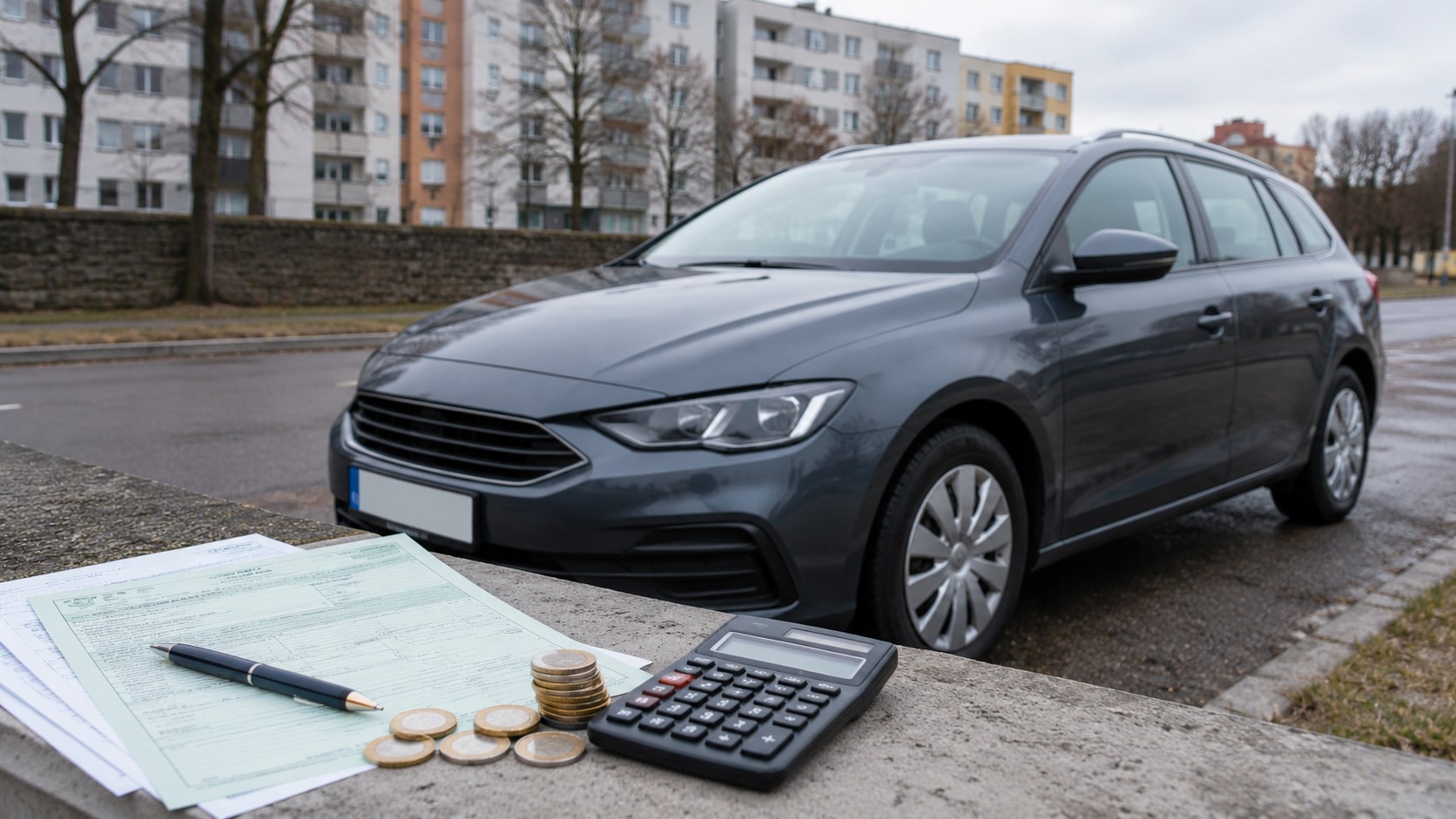 Auto ja maksudokumendid automaksu teemalise artikli illustratsioonina